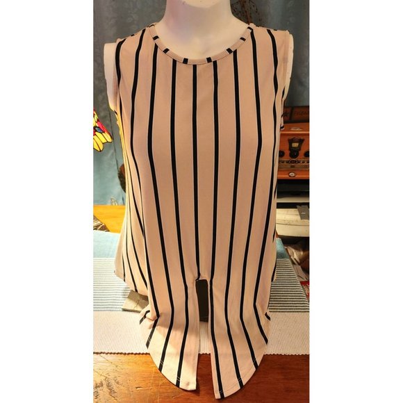 WOMENS ADRIANNA PAPELL STRIPED TANK CAMI SIZE M / L - Picture 4 of 5